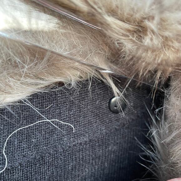 Anthropologie Moth Button Down Faux Fur Sweater Tunic Cardigan Gray Small - Picture 8 of 10